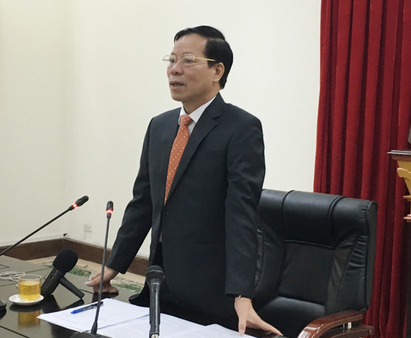 Ông Trương Minh Tiến, Phó GĐ Sở VH&TT Hà Nội phát biểu tại buổi Họp báo