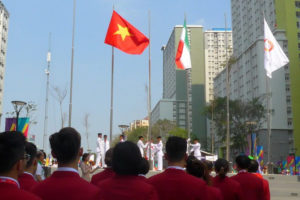 Quốc kỳ Việt Nam tung bay tại Lễ thượng cờ ASIAD 2018