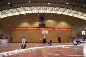 Nhà thi đấu huyện Thanh Trì: Nỗ lực chuẩn bị  cho ngày khởi tranh môn bóng rổ SEA Games 31