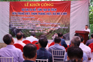 Di tích Đền Tráng Việt, xã Mê Linh đang được tu bổ, tôn tạo